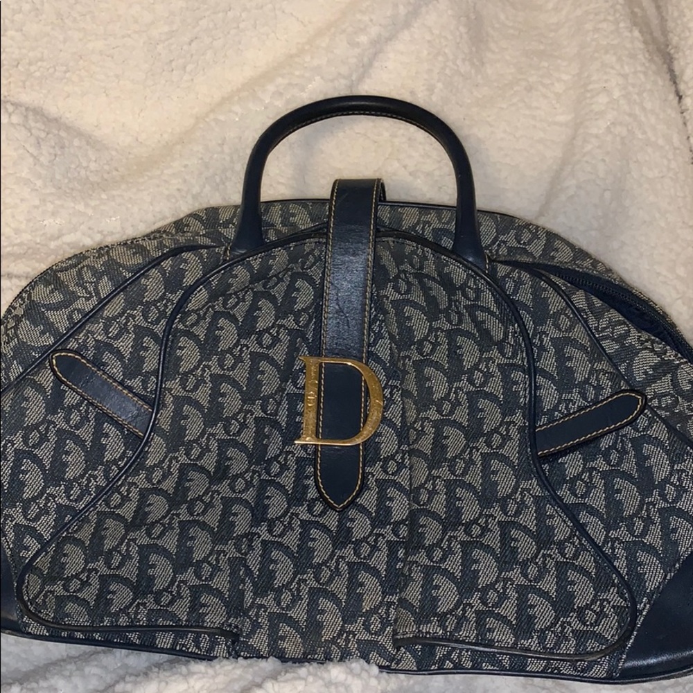 Dior Medium Bowler Bag in Dark Navy Blue